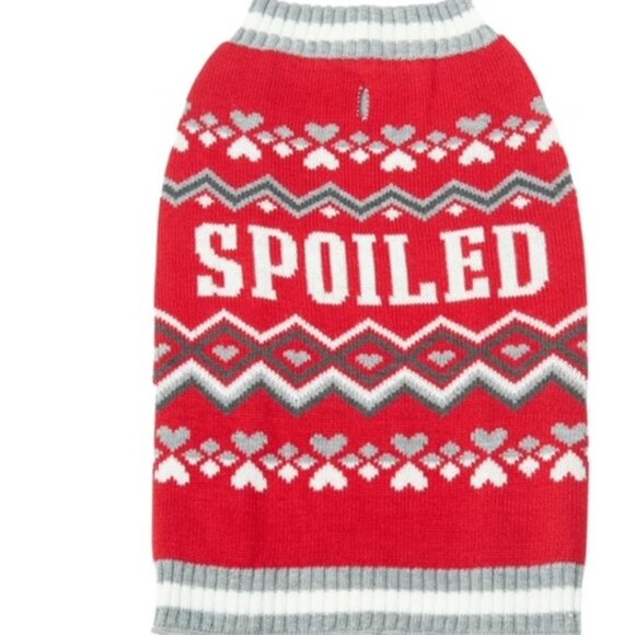 COPY - Vibrant Life PET SWEATER Size: M "SPOILED" Red,Gray,White - Picture 6 of 6